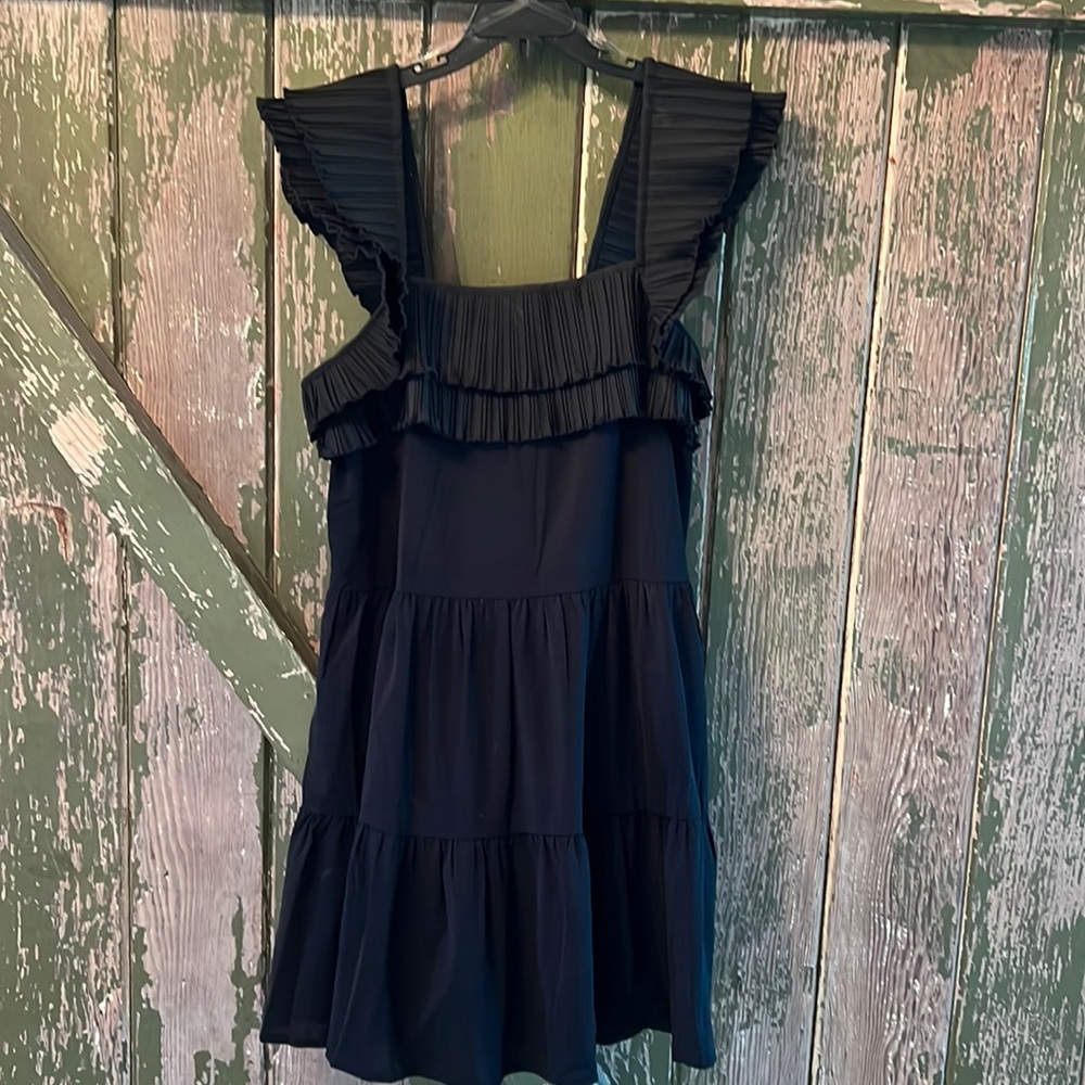 Black Entro ruffle sleeveless black dress